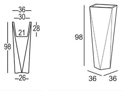 Diamond Vase Plust h 98 dimensions and sizes