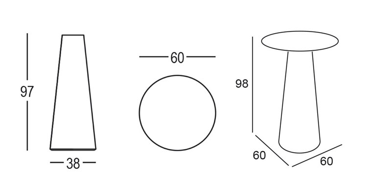 Fura Small Table Plust Lightable dimensions and sizes