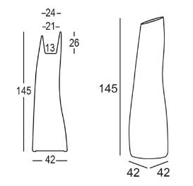 dimensions and measurements of Madame Plust vase h 145