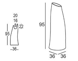 dimensions and measurements of Madame Plust vase h 95