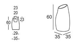 dimensions and measurements of Madame Plust vase h 60
