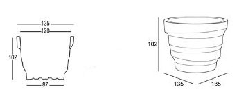 Rebelot Vase Plust 135 dimensions and colours