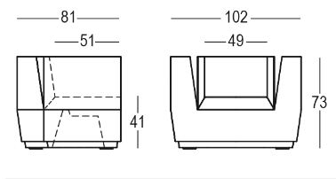 Big Cut Armchair Plust dimensions and sizes