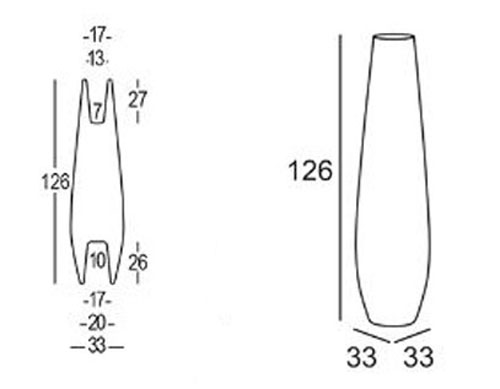 Nicole Vase Plust h 126 dimensions and sizes