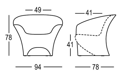 Ohla Armchair Plust Lightable dimensions and sizes
