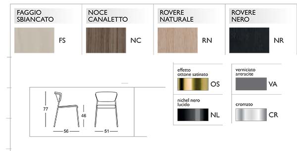 Dimensions and finishes of the Lisa Wood Chair