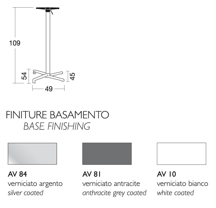 Dimensions of the Domino Stackable Bar Table Scab H.110