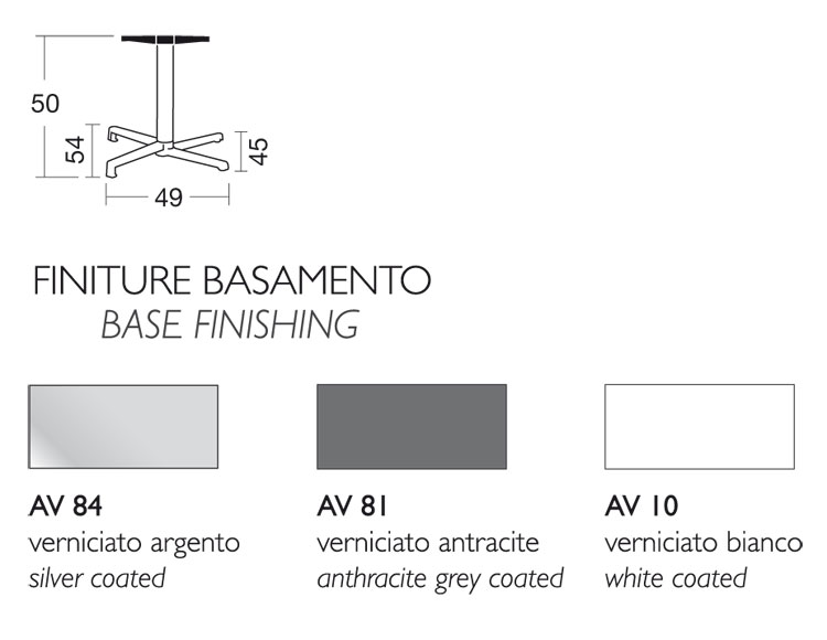 Dimensions of the fixed bar table Domino Scab H.50