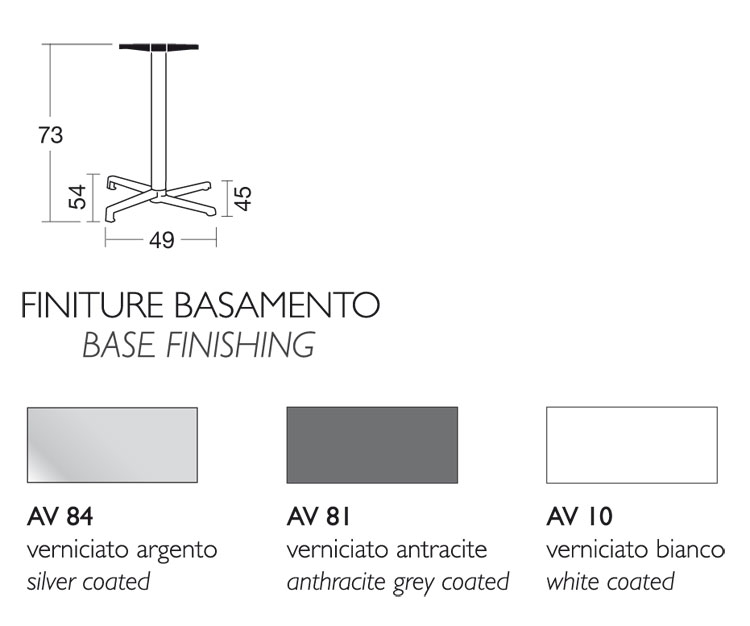 Measurements and dimensions of the fixed Bar Stool Domino Scab H.75