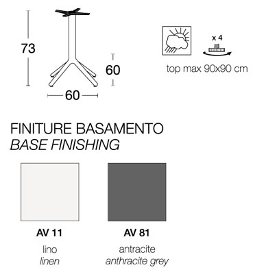 Fixed Maxi Nemo Scab H.73 bar table with compact laminated top
