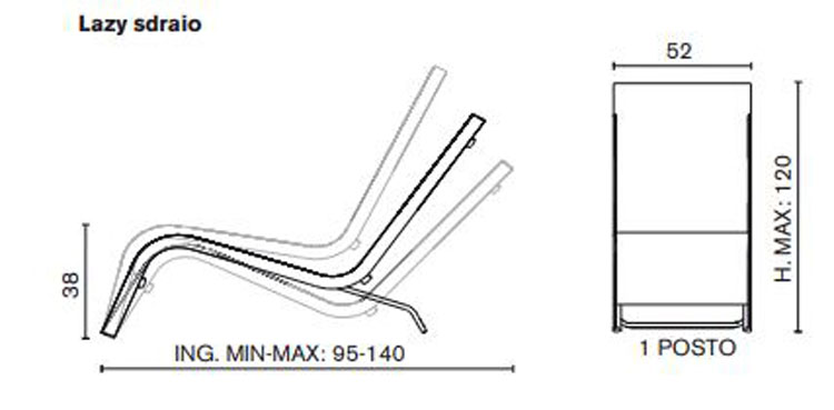 Lazy deckchair Serralunga one-seat sizes