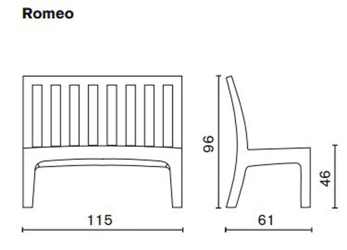 Romeo Bench Serralunga sizes
