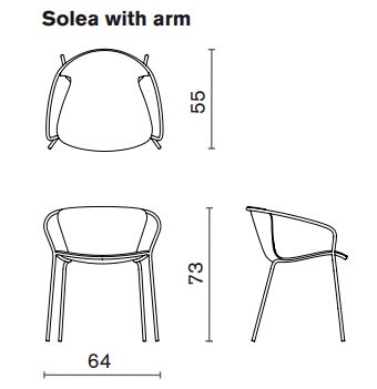 Solea chair Serralunga with armrests sizes