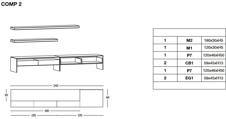 Porta TV WG Tonelli Design dimensioni
