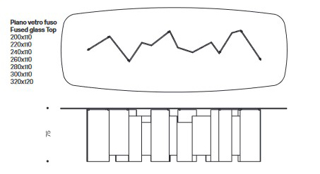 Metropolis Fused Glass Tonelli Design Table sizes