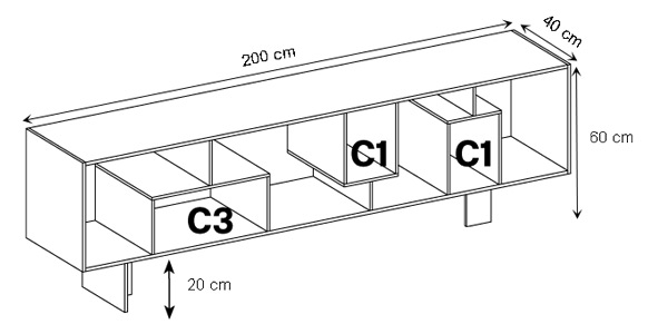 Liber M Sideboard Tonelli Design sizes