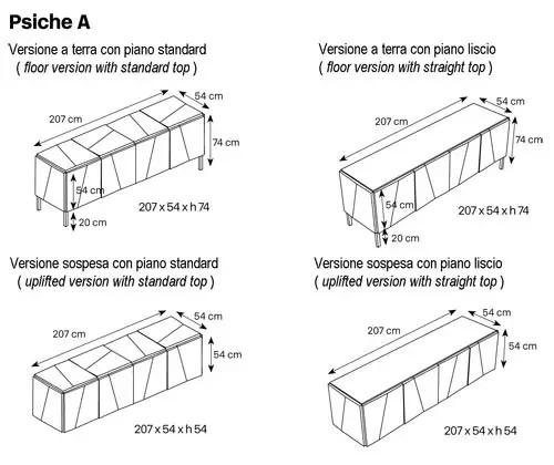Psiche Sideboard Tonelli Design sizes
