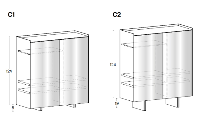 Cabinet Aterea Tonelli Design dimensions