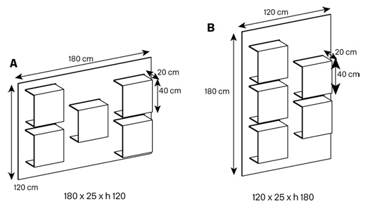 Dazibao Bookcase Tonelli Design sizes