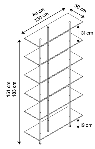 Trasparenza Wall Bookcase Tonelli Design sizes