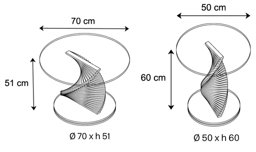 Elica Coffee Table Tonelli Design sizes