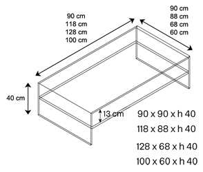 Fratina 2 Coffee Table Tonelli Design sizes