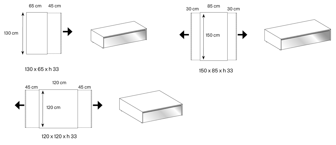 Gotham Coffee Table Tonelli Design sizes