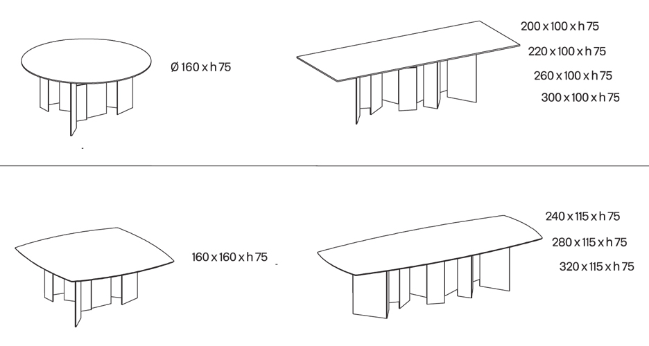 Metropolis table Tonelli models and dimensions