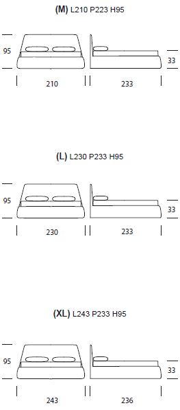Dharma double bed Tonin Casa dimensions