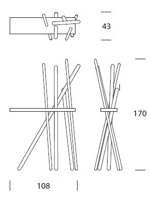 Wood coat-rack Tonin Casa dimensions
