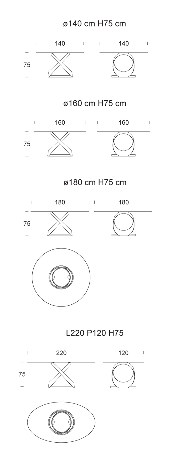 Capri table Tonin Casa dimensions