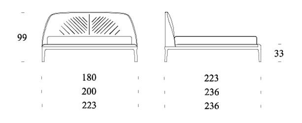 Michelangelo double bed Tonin Casa dimensions