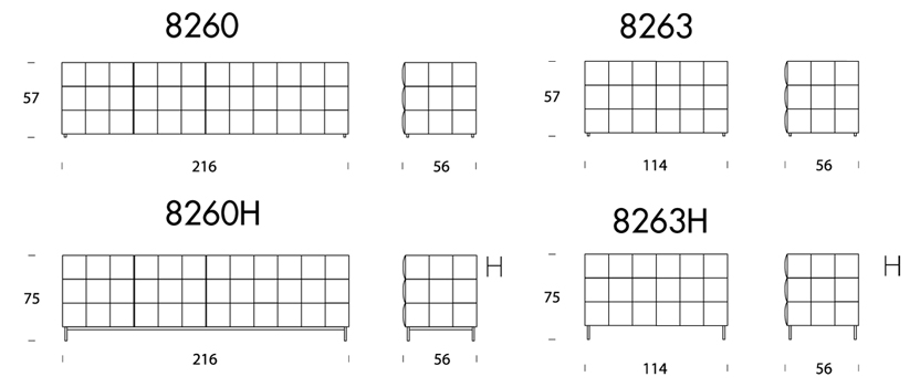 Venice Night chest of drawers Tonin Casa DIMENSIONS