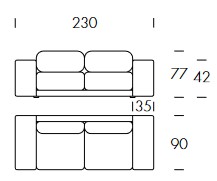 Maße des London Tonin Casa Sofas