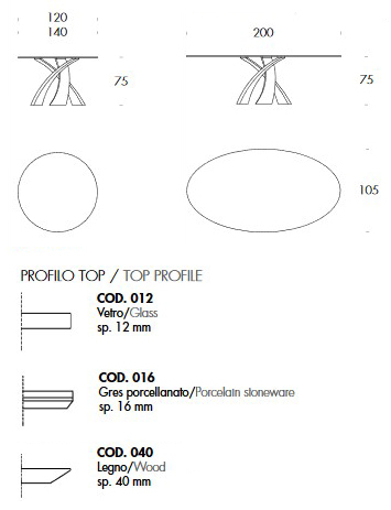 Eliseo Tonin Casa Table Dimensions