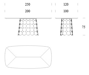 Dimensions of Table Pois Élite Tonin Casa