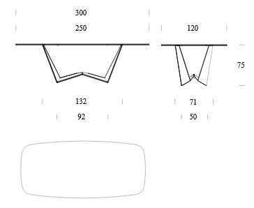 Measurements of Reverse Artistic Glass Tonin Casa Table