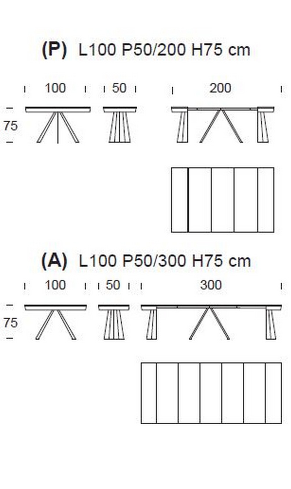Ventaglio console Tonin Casa dimensions