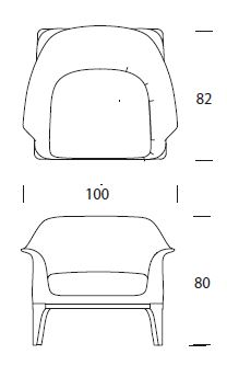 Tiffany armchair Tonin Casa dimensions