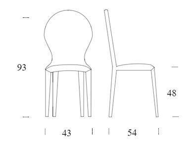Zar chair Tonin Casa dimensions