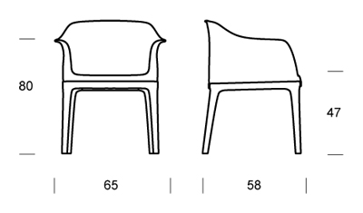 Mivida armchair Tonin Casa dimensions