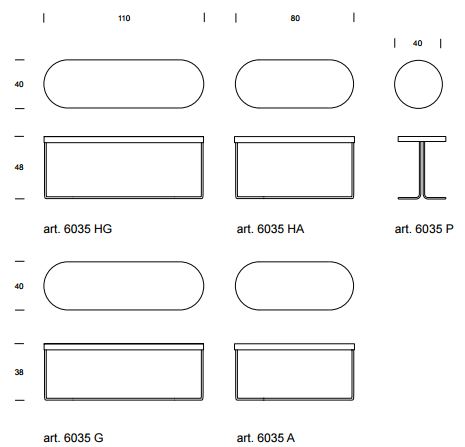 Cora Coffee table Tonin Casa dimensions