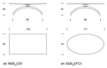 Tudor Coffee table Tonin Casa DIMENSIONS