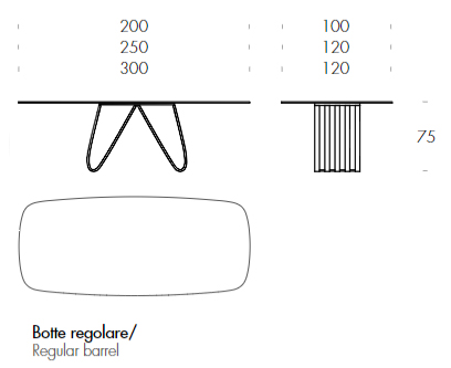 tavolo arpa fisso tonin casa - misure piani