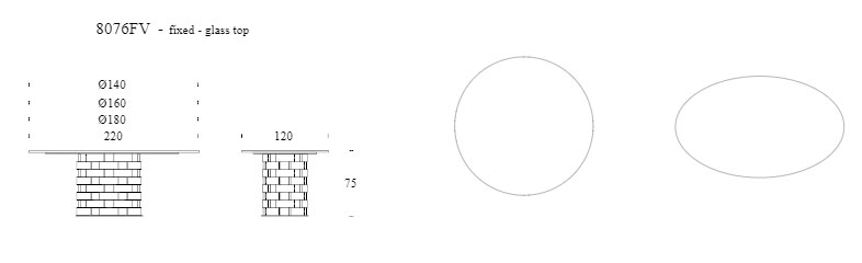 Colosseo fixed table Tonin Casa dimensions