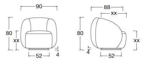 Brioche Twils Armchair dimensions