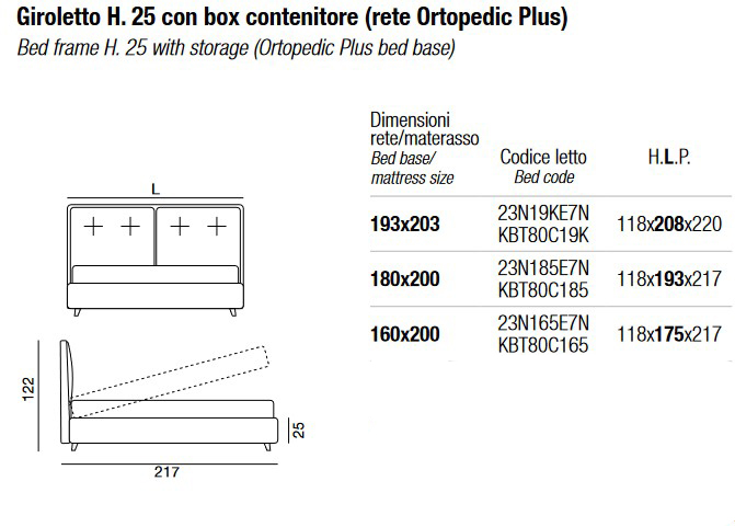 Dimensions of the Venus Twils One-and-a-Half Bed - Venus Lab with storage box